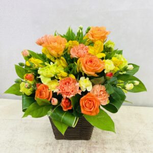 アレンジメント/黄色オレンジ系/元気/明るい/誕生日/送別