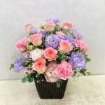 アレンジメント/ピンク紫系/ピンクバラ/バラ/誕生日/送別