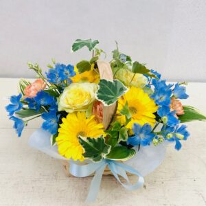 アレンジメント/水色黄色系/爽やか/誕生日/送別