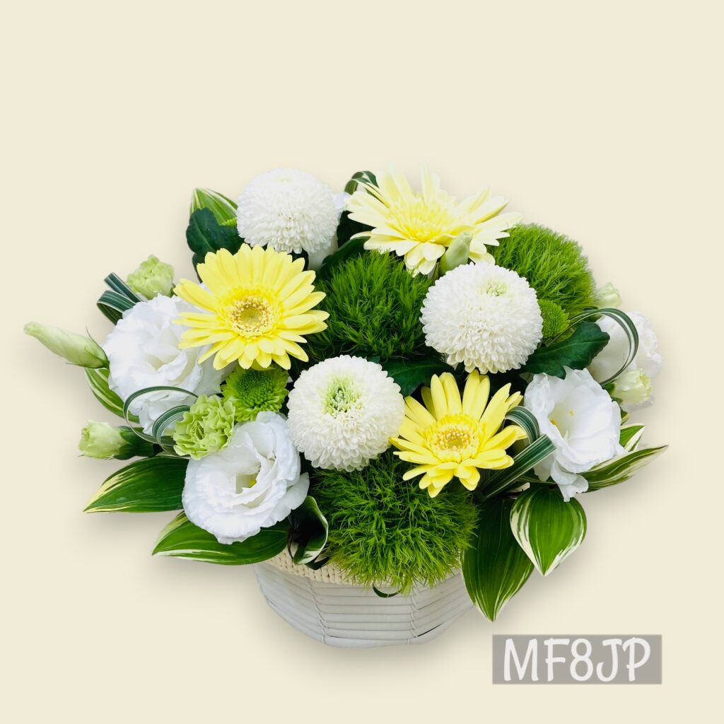 アレンジメント/向日葵/誕生日/黄色系/元気な/明るい/供花/お供え/お悔やみ/四十九日/三回忌/ペット法要